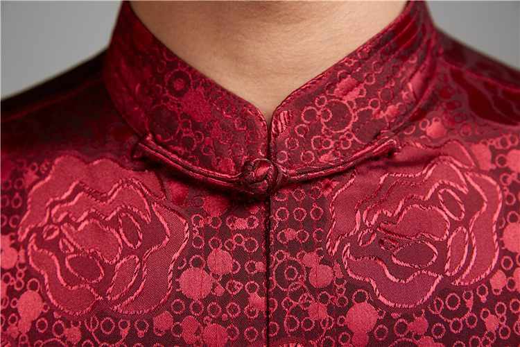 Fudo William De Jun 2015 Summer new  100% polyester half sleeve is detained men Tang dynasty short-sleeved ethnic Chinese clothing RED M picture, prices, brand platters! The elections are supplied in the national character of distribution, so action, buy now enjoy more preferential! As soon as possible.