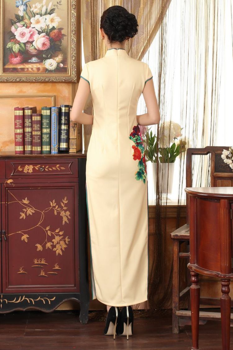 The broadband outfit, Ms. Tang national color day Hong Kong cheongsam dress beauty graphics thin elegance dresses, long dresses yellow 2XL pictures, price, brand platters! Elections are good character, the national distribution, so why buy now enjoy more preferential! Health
