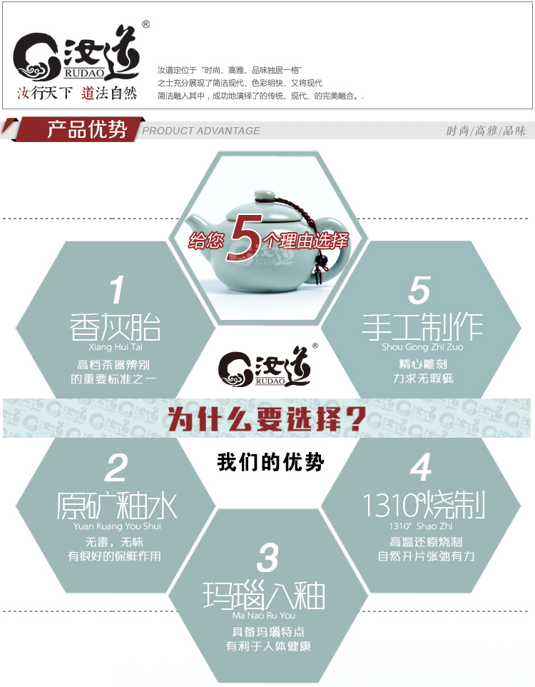 
                                                                                汝道（RUDAO） 汝窑功夫茶具套装 陶瓷茶壶茶杯整套可养金丝开片 家用泡茶器 汝窑-四方壶12头礼盒套装                