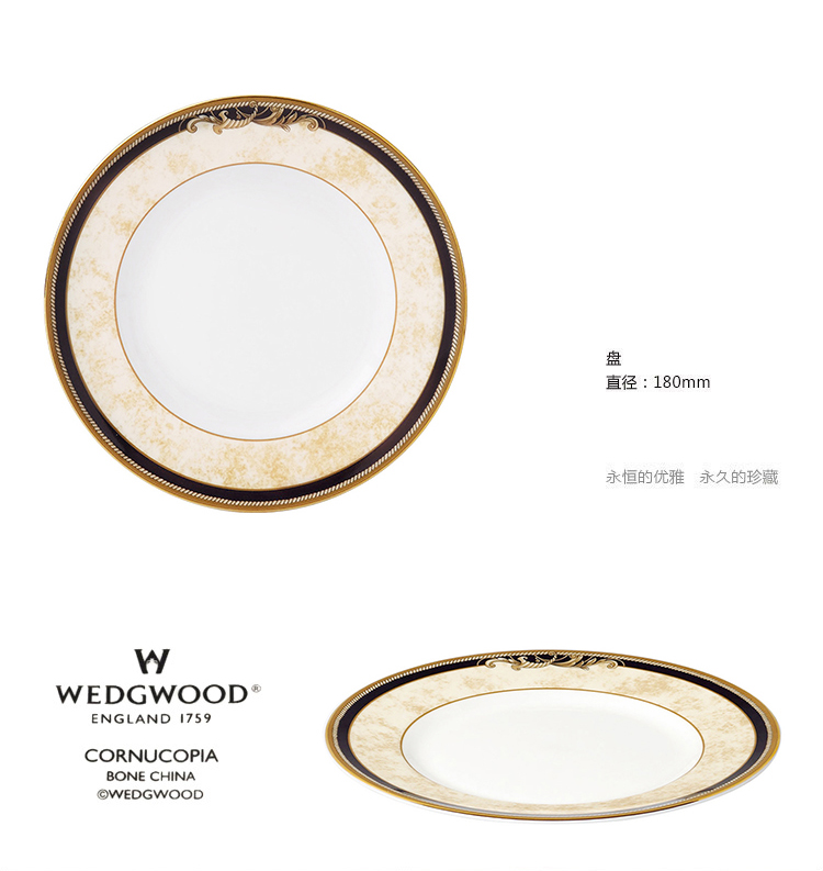 Wedgwood Cornucopia 丰饶之角 18cm 骨瓷  餐盘 单子装