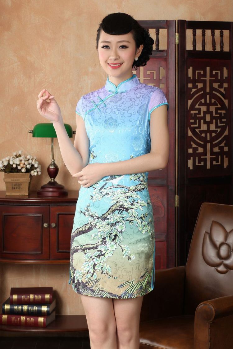 For Pont Sondé Ms. Diana Chinese cheongsam dress summer Chinese improved short cheongsam dress D 0225 XXL pictures, price, brand platters! Elections are good character, the national distribution, so why buy now enjoy more preferential! Health