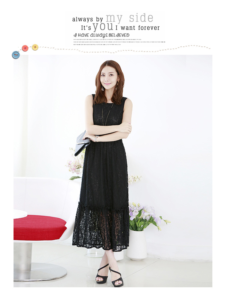 C.o.d. 2015 Summer new dresses sourcing Korean new summer, lace stylish look long skirt black XXXL picture, prices, brand platters! The elections are supplied in the national character of distribution, so action, buy now enjoy more preferential! As soon as possible.