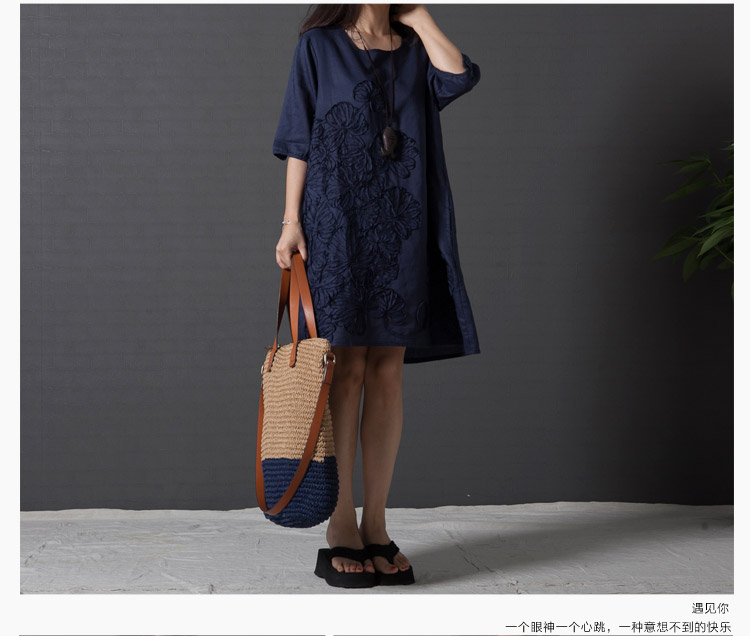 Double double F . FAN 2015 summer new arts, small fresh loose embroidered short sleeves cotton Ma dresses F 163,519 dark blue XXL pictures, price, brand platters! Elections are good character, the national distribution, so why buy now enjoy more preferential! Health