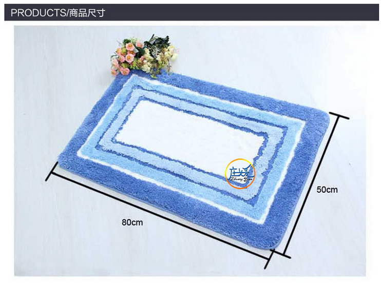(全店满3减1)庄媛 细纤维地垫地毯 厨房浴室门垫 客厅/卧室/阳台 细纤维方格地垫天蓝色 500MMx800MM