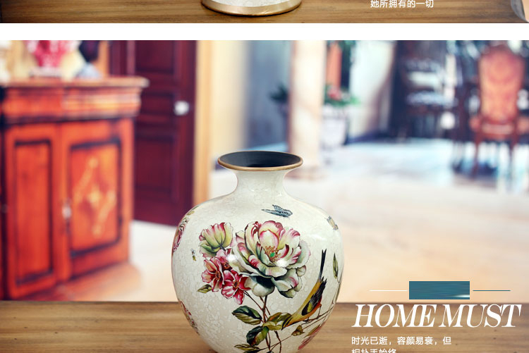 
                                        喜亦雅 欧式花瓶摆件套装陶瓷手工艺术品创意家居家饰礼品 结婚乔迁新年礼物 牡丹花三件套                