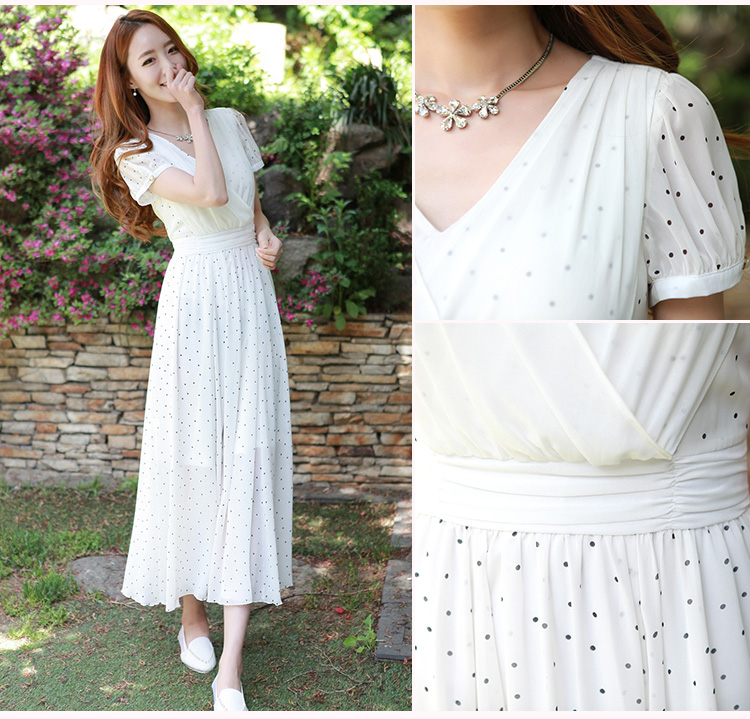 C.o.d. 2015 Summer new stylish elegance and sexy MM thick Korean value large long skirt Fashion wave point video thin sexy beauty dresses White XL Photo, prices, brand platters! The elections are supplied in the national character of distribution, so action, buy now enjoy more preferential! As soon as possible.