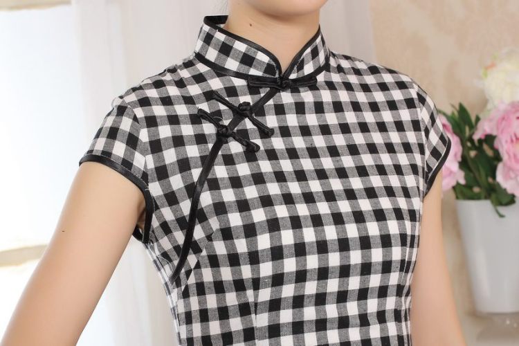 For Pont Sondé Diane cotton the retro plaid short-sleeved qipao improved daily republic of linen clothes summer cheongsam dress D 0247 XXL pictures, price, brand platters! Elections are good character, the national distribution, so why buy now enjoy more preferential! Health