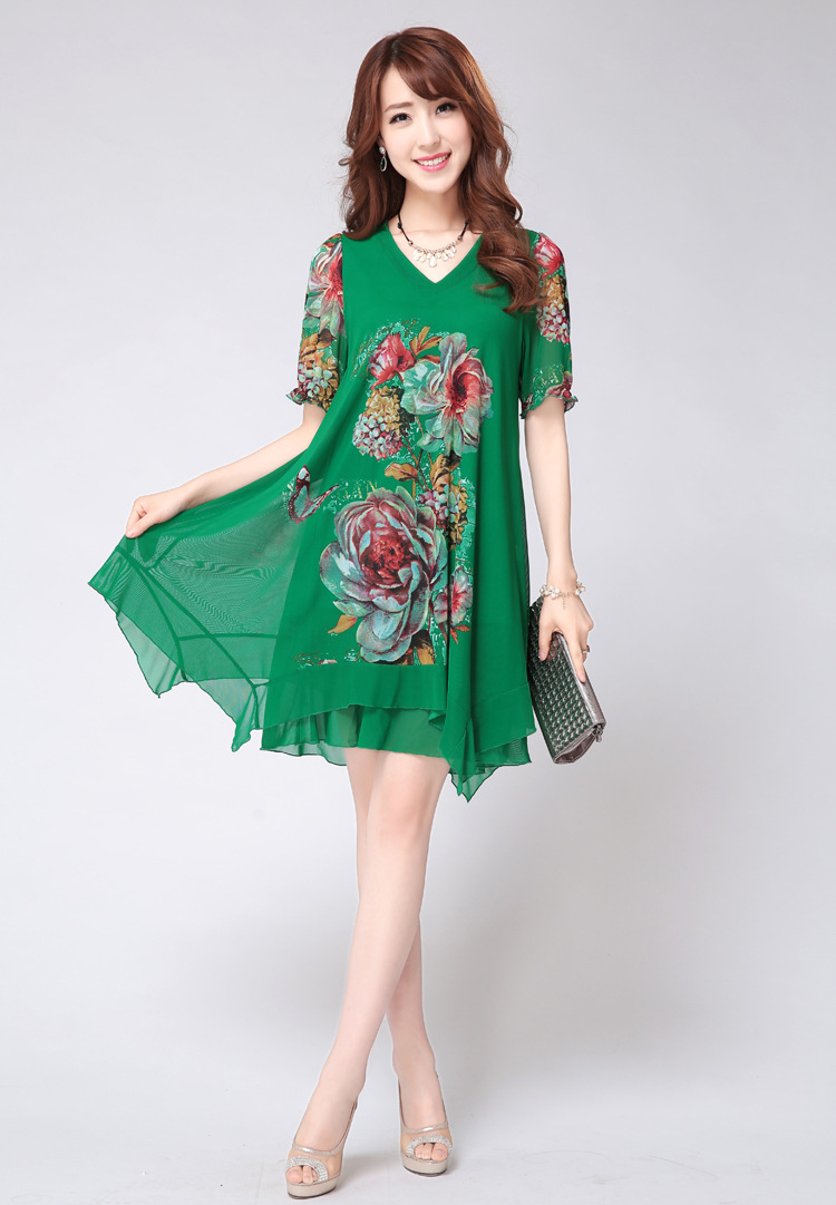 A pleasant, year, older women 2015 summer new, larger mother load snow woven short-sleeved ethnic wind stamp dresses female XXYL 7715 green 4 XL pictures, price, brand platters! Elections are good character, the national distribution, so why buy now enjoy more preferential! Health