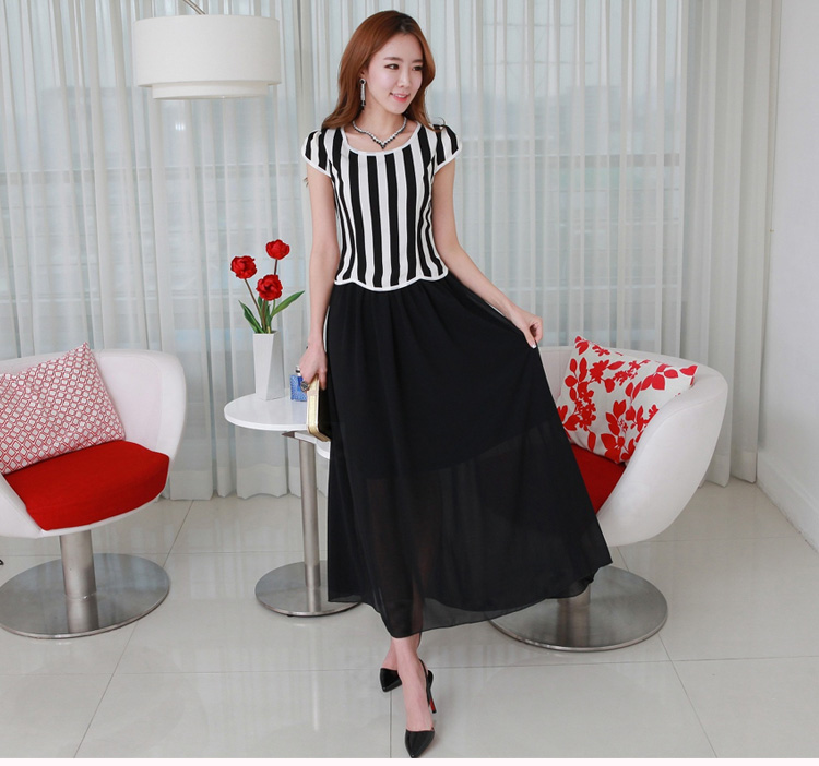 C.o.d. 2015 Summer new Korean fashion vertical streaks Sau San video thin chiffon gliding elegance long skirt skirt white L picture, prices, brand platters! The elections are supplied in the national character of distribution, so action, buy now enjoy more preferential! As soon as possible.