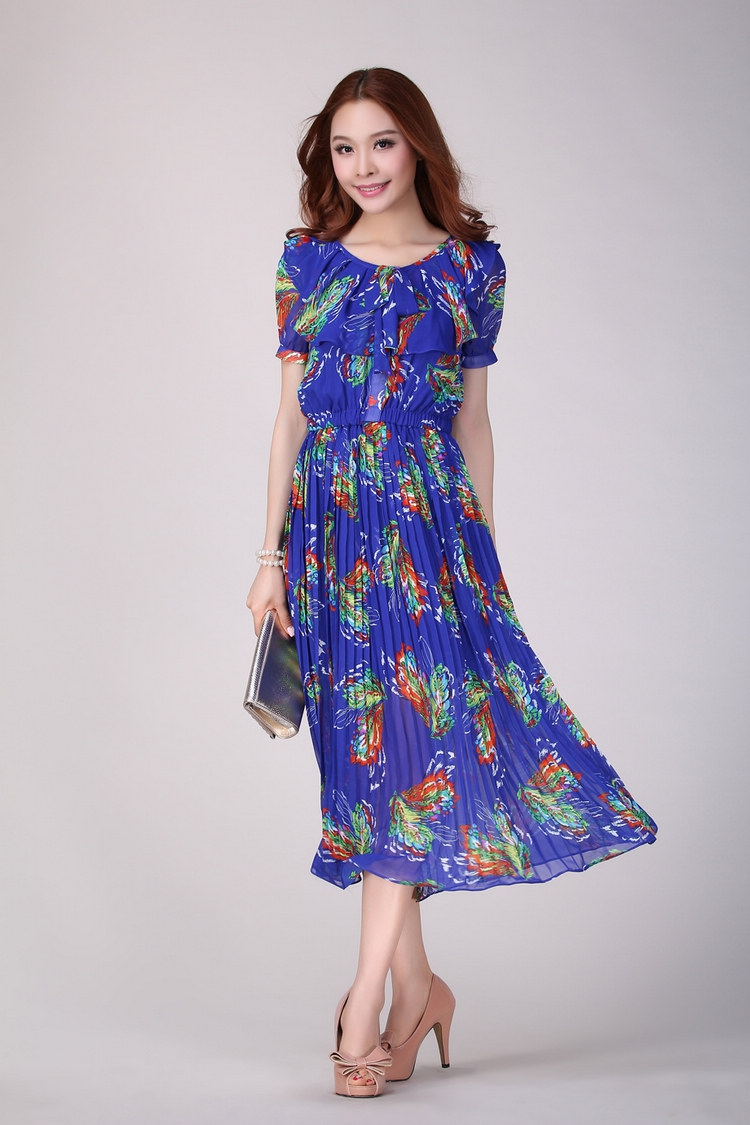 C.o.d. larger female Bohemia Lien Yi long skirt 2015 Summer new genuine thick mm suit XXXL blue flowers picture, prices, brand platters! The elections are supplied in the national character of distribution, so action, buy now enjoy more preferential! As soon as possible.