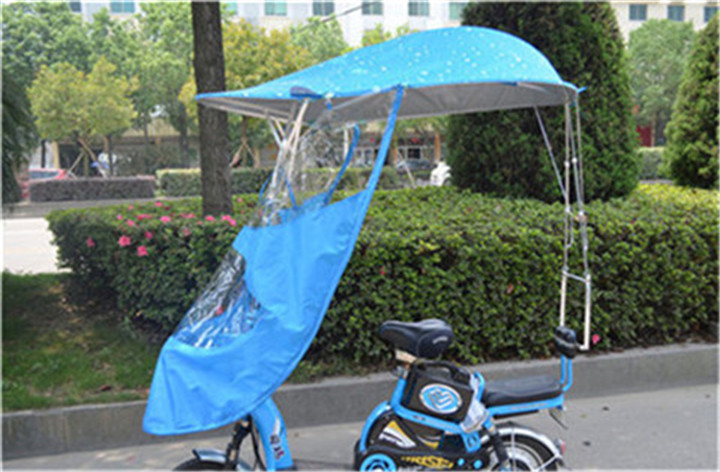 
                                        电动车遮阳伞遮雨蓬电瓶车雨伞遮阳伞篷雨蓬棚 摩托车伞铝合金遮阳伞颜色款式多种 雨滴宝蓝遮阳伞+雨披                