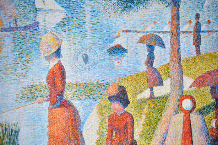 
                                        仟象映画 修拉 大碗岛的星期天 客厅餐厅卧室欧式装饰画壁画挂画 白色框 138*93cm                