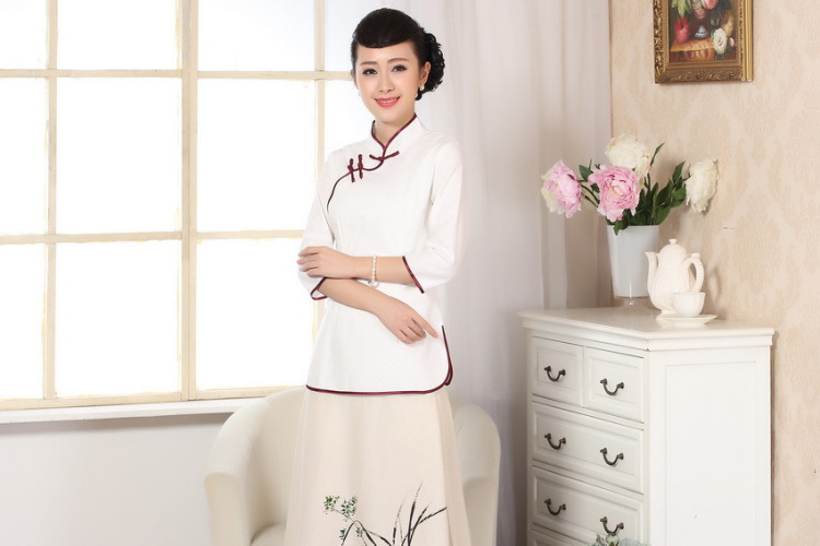 The frequency response, Ms. Tang Women's clothes summer T-shirt, cotton for the hand-painted Chinese Han-female improved Chinese cuff in white 2XL pictures, price, brand platters! Elections are good character, the national distribution, so why buy now enjoy more preferential! Health