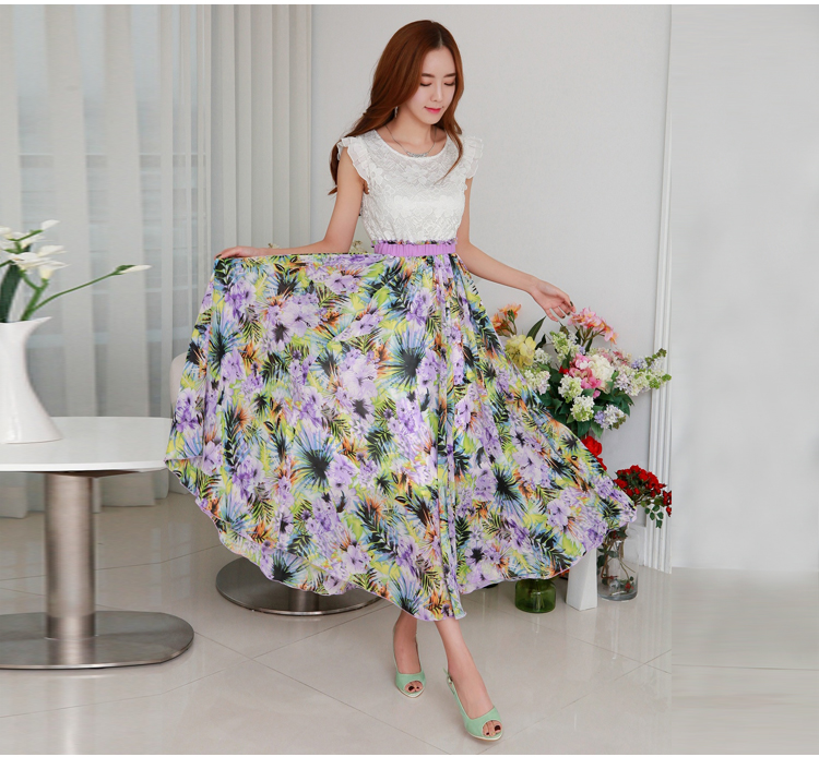 C.o.d. 2015 Summer new Korean irrepressible lace stitching 6 m value large chiffon gliding stamp long skirt temperament dresses purple XXL picture, prices, brand platters! The elections are supplied in the national character of distribution, so action, buy now enjoy more preferential! As soon as possible.