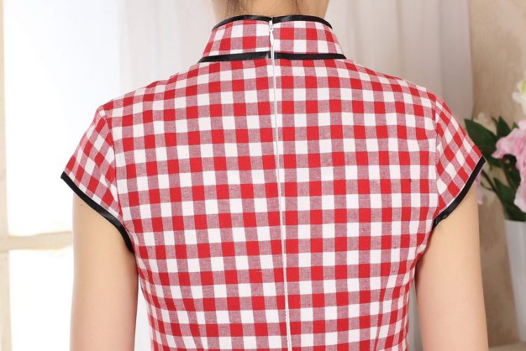 For Pont Sondé Diane cotton the retro plaid short-sleeved qipao improved daily republic of linen clothes summer cheongsam dress D 0247 XXL pictures, price, brand platters! Elections are good character, the national distribution, so why buy now enjoy more preferential! Health