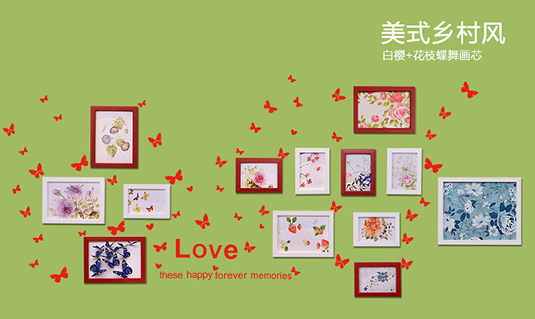 
                                        娜芸 13框相框照片墙组合 创意装饰画相框组合相片墙油画装饰画客厅卧室画 白蓝色                
