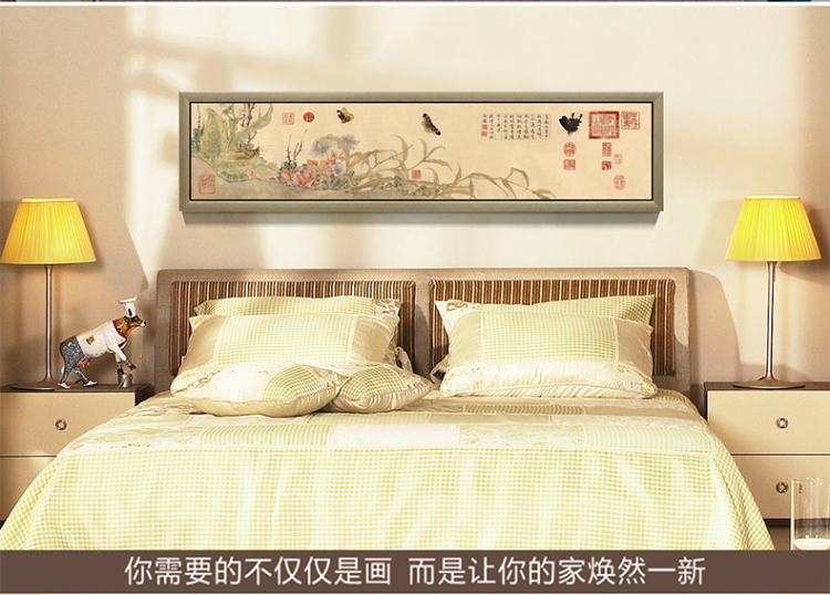 梵格 高档现代中式客厅装饰画玄关壁画书房挂画世界名画家居装饰 金色VCK013 120*30