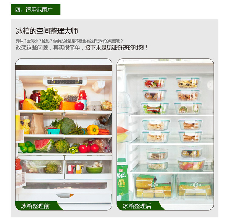 
                                        悠佳U+耐热玻璃保鲜盒套装微波炉烤箱饭盒便当盒 韩式木檀绿                