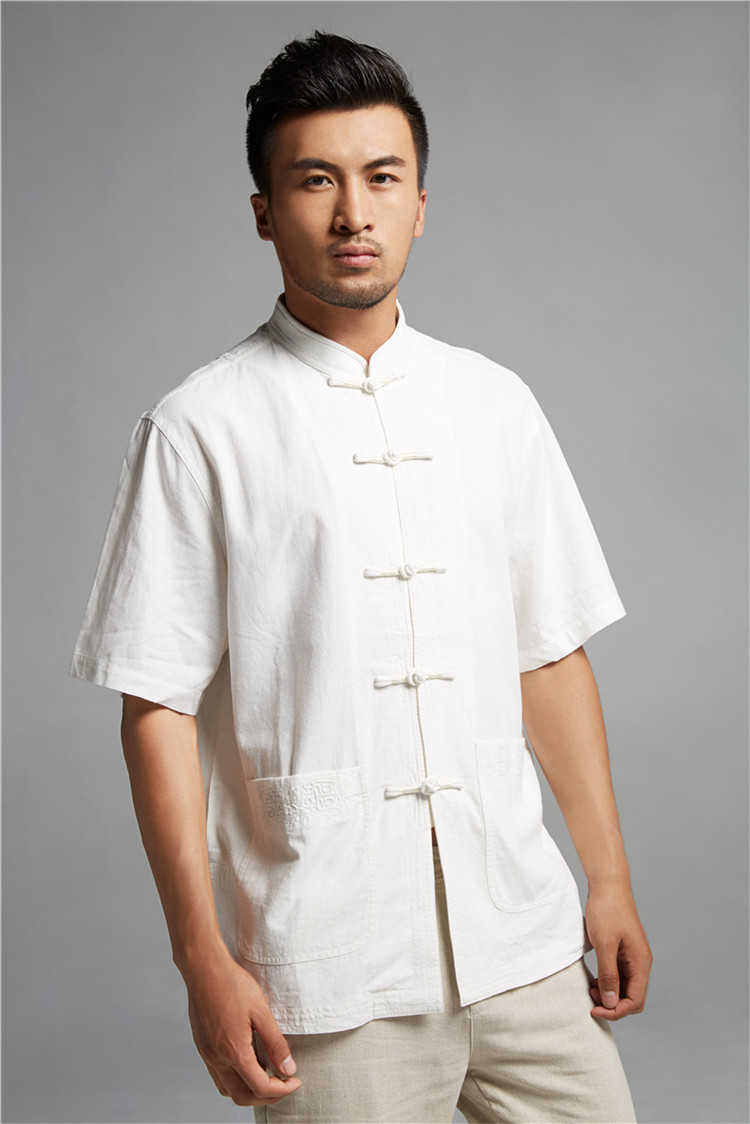 De-tong 100 good cotton Ma Man Tang with white short-sleeved shirt Chinese leisure male Chinese wind 2015 summer white XXXL pictures, price, brand platters! Elections are good character, the national distribution, so why buy now enjoy more preferential! Health