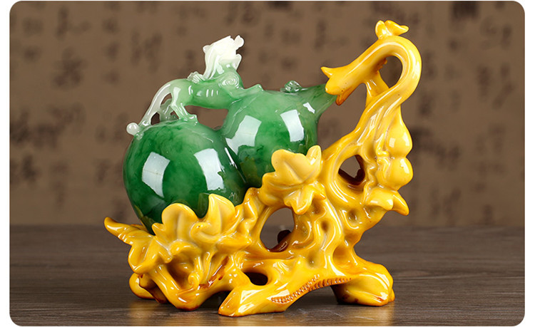 【福禄招财】招财客厅葫芦貔貅摆件 家居装饰品办公室工艺摆件 风水创意 开业结婚礼品 大号 绿葫芦