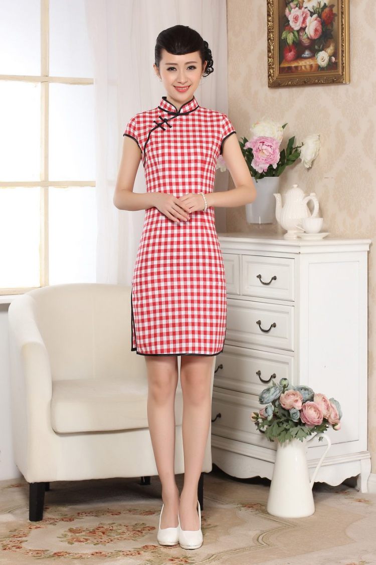 For Pont Sondé Diane cotton the retro plaid short-sleeved qipao improved daily republic of linen clothes summer cheongsam dress D 0247 XXL pictures, price, brand platters! Elections are good character, the national distribution, so why buy now enjoy more preferential! Health