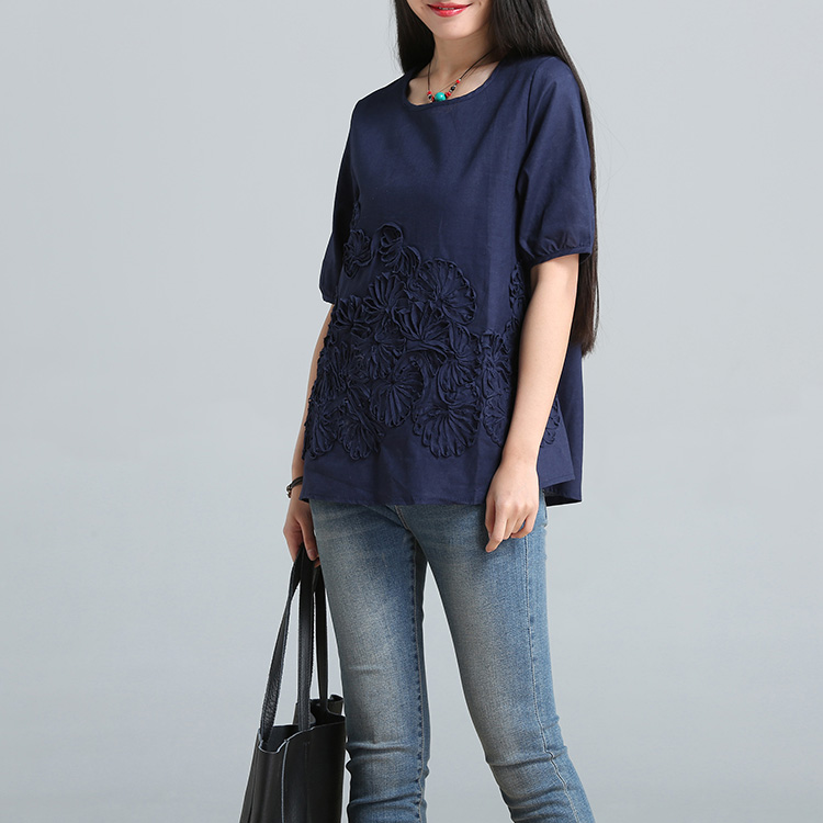 Better Cayman's 2015 new Korean version the code female arts, small fresh cotton the embroidery girl shirt short-sleeved summer 8067 blue XL pictures, price, brand platters! Elections are good character, the national distribution, so why buy now enjoy more preferential! Health