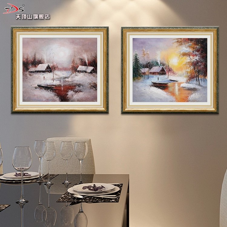 天顶山 餐厅装饰画过道壁画油画挂画欧式田园家园风景画背景墙画 春天花园03 64*74CM