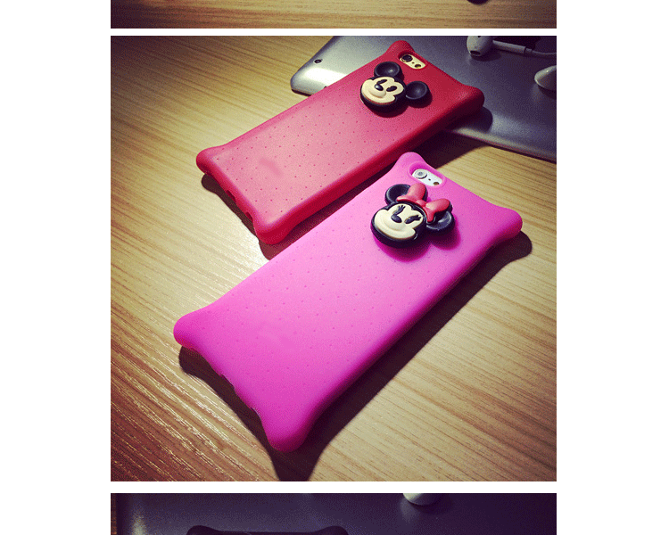 可爱iPhone5s手机壳4.7卡通情侣苹果6 plus硅胶套5.5防摔潮女 玫红米妮 iPhone6 Plus