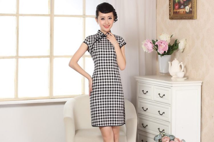 For Pont Sondé Diane cotton the retro plaid short-sleeved qipao improved daily republic of linen clothes summer cheongsam dress D 0247 XXL pictures, price, brand platters! Elections are good character, the national distribution, so why buy now enjoy more preferential! Health