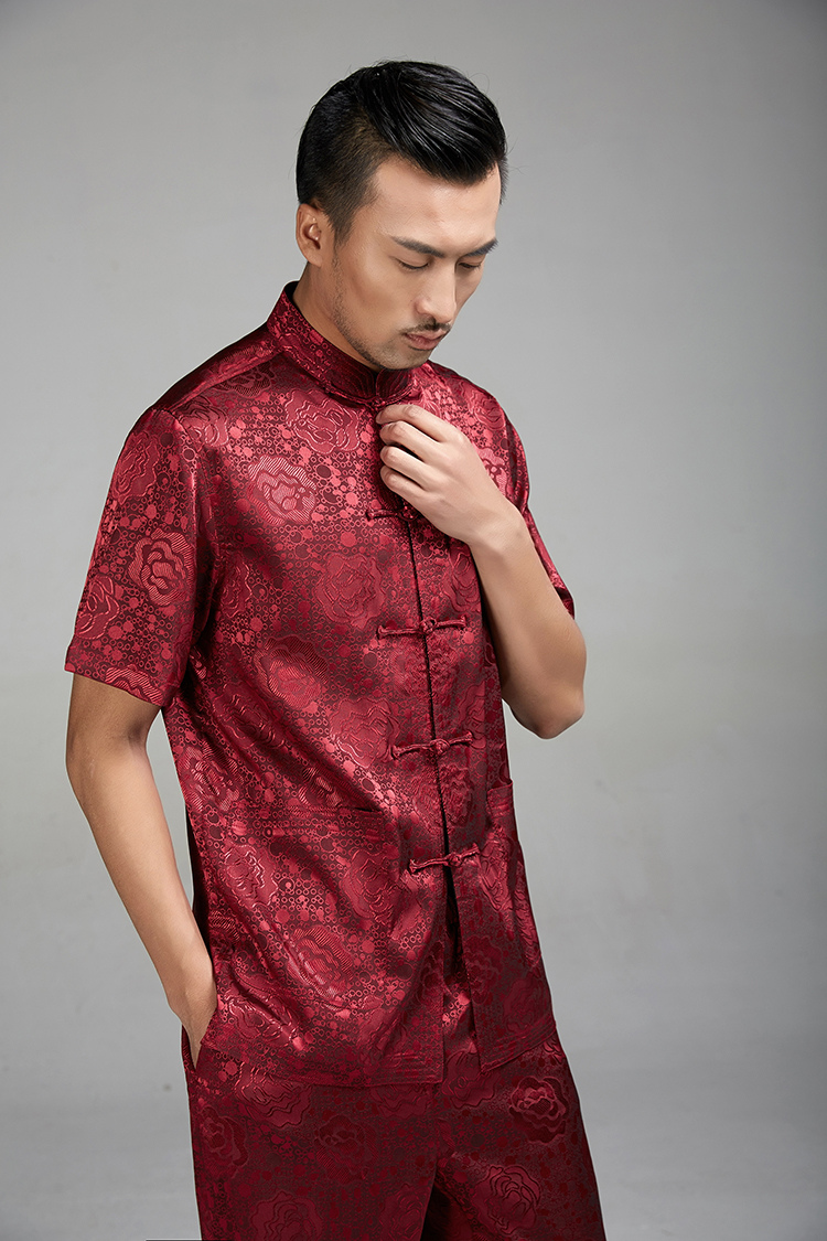 Wind, Michael Tong Jun 2015 summer new 100% Polyester half sleeve-tie men's Chinese short-sleeve Ethnic Wind Chinese clothing black XXL pictures, price, brand platters! Elections are good character, the national distribution, so why buy now enjoy more preferential! Health