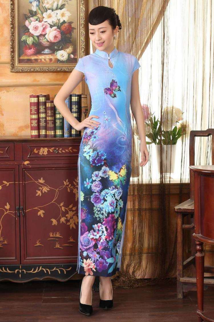 On Optimizing Options, Tang dynasty qipao Doi Fong water droplets collar short-sleeve long double qipao Sau San light blue 2XL Photo, prices, brand platters! The elections are supplied in the national character of distribution, so action, buy now enjoy more preferential! As soon as possible.