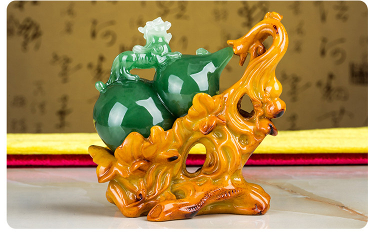 【福禄招财】招财客厅葫芦貔貅摆件 家居装饰品办公室工艺摆件 风水创意 开业结婚礼品 大号 绿葫芦