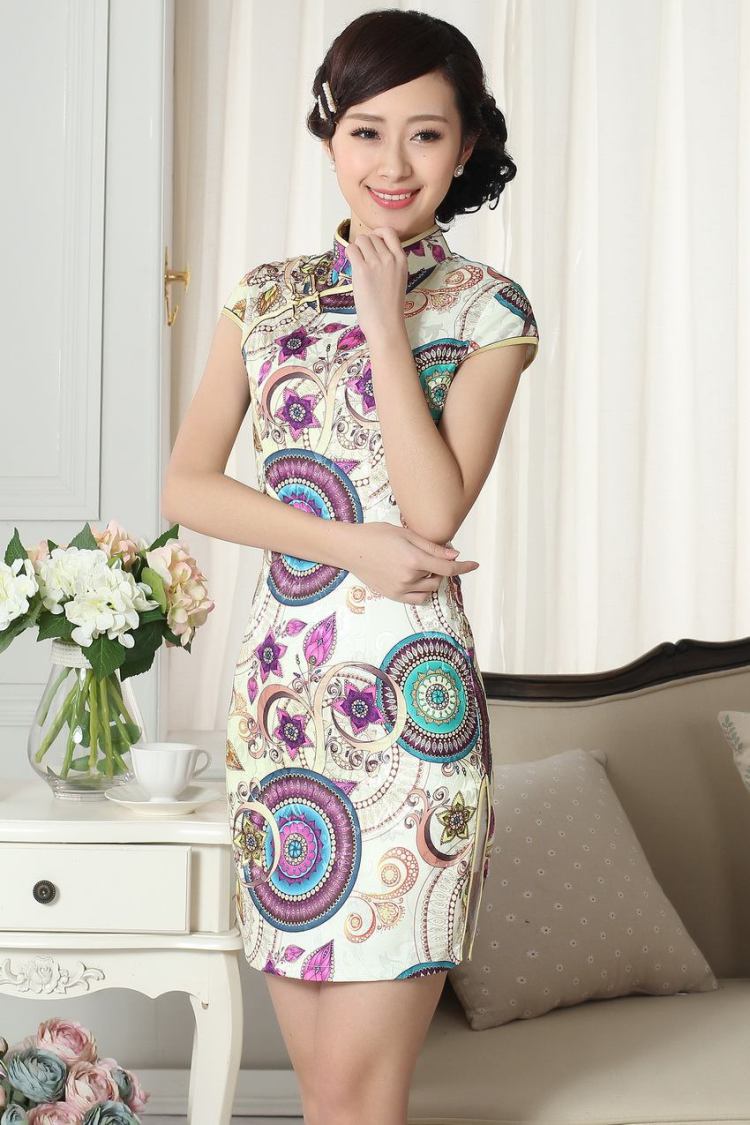 The broadband lady stylish jacquard cotton cultivating short cheongsam dress new Chinese qipao gown picture color 2 XL pictures, price, brand platters! Elections are good character, the national distribution, so why buy now enjoy more preferential! Health