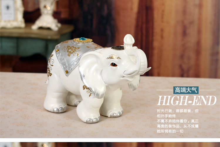 格丽白色描金情侣像大号一对 家居招财吉象工艺品摆件装饰品 欧式客厅卧室创意摆设送情人夫妻象 白色描金情侣象一对 翘鼻40*22*30   垂鼻35*24*24cm