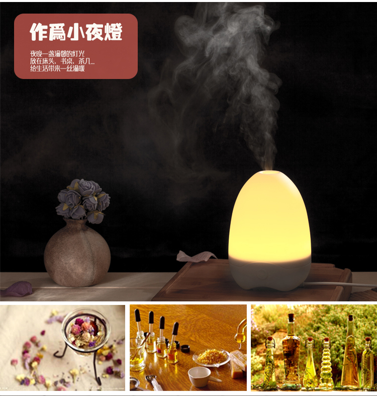 家用超静音精油香薰灯 负离子加湿器香薰炉净化空气小夜灯除味加湿一体机 创意礼品 生日礼物 白光