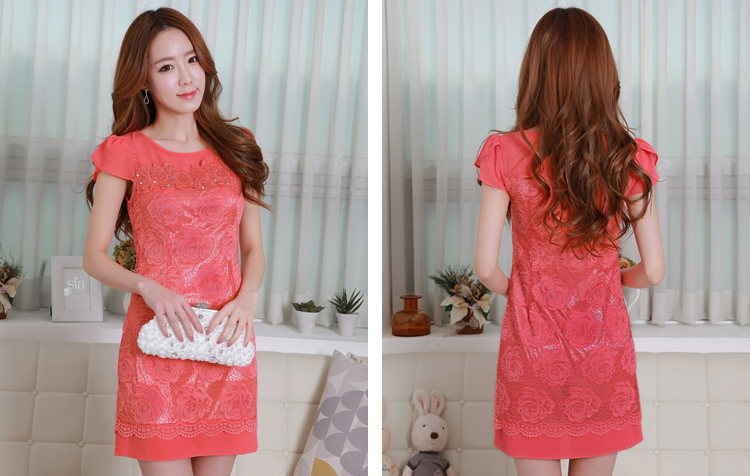 C.o.d. 2015 Summer new Korean fashion hot drill lace short-sleeved video thin elegant dresses watermelon red XL Photo, prices, brand platters! The elections are supplied in the national character of distribution, so action, buy now enjoy more preferential! As soon as possible.