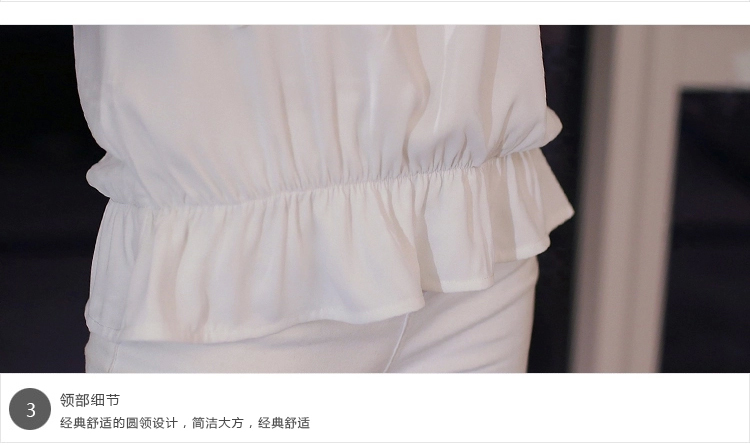 帛柏2015秋装新款女装蕾丝拼接宽松大码显瘦雪纺衫女打底衫七分袖上衣 黑色 M