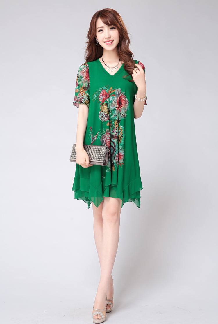 A pleasant, year, older women 2015 summer new, larger mother load snow woven short-sleeved ethnic wind stamp dresses female XXYL 7715 green 4 XL pictures, price, brand platters! Elections are good character, the national distribution, so why buy now enjoy more preferential! Health