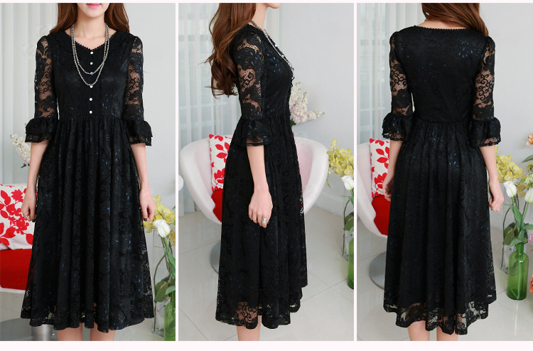 C.o.d. 2015 Summer new stylish classic Korean leisure temperament retro 7 cuff-color Phoenix lace dresses in large long skirt blue XL Photo, prices, brand platters! The elections are supplied in the national character of distribution, so action, buy now enjoy more preferential! As soon as possible.