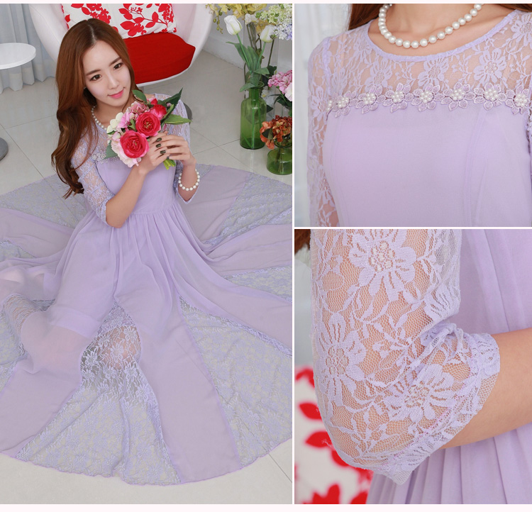 C.o.d. 2015 Summer new stylish classic Korean leisure temperament lace stitching chiffon dresses large long skirt black XXXL Sau San pictures, prices, brand platters! The elections are supplied in the national character of distribution, so action, buy now enjoy more preferential! As soon as possible.
