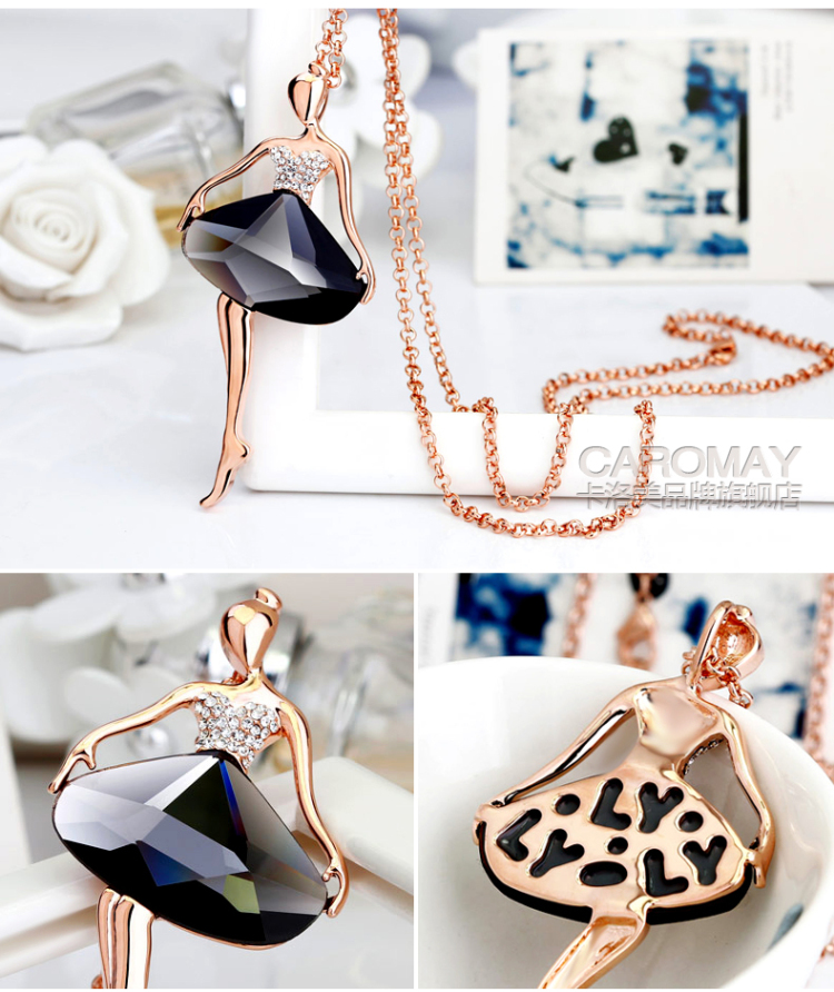 卡洛美<em>毛衣链</em> 韩国时尚<em>芭蕾</em>女水晶长挂链装饰