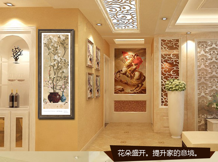 名帛家居 欧美式装饰画 客厅装饰画卧室风景画 玄关挂画 餐厅壁画 花卉有框画书房油画白梅花