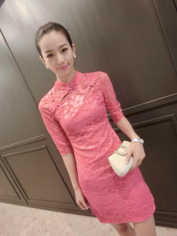 and aviation-ting 2015 European site new lace beauty graphics thin cheongsam dress pink XL pictures, price, brand platters! Elections are good character, the national distribution, so why buy now enjoy more preferential! Health