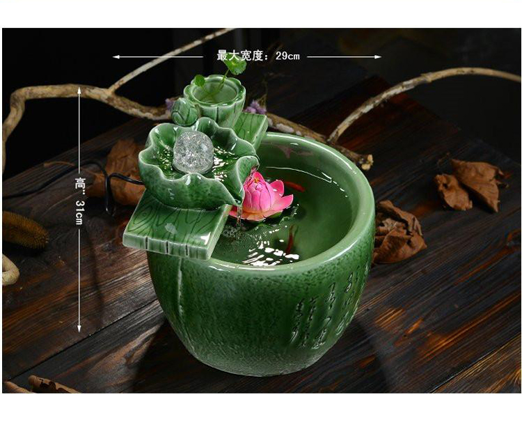 尊瓷   景德镇陶瓷器创意陶瓷流水喷泉摆件陶瓷鱼缸现代台面桌面摆件 流水摆件