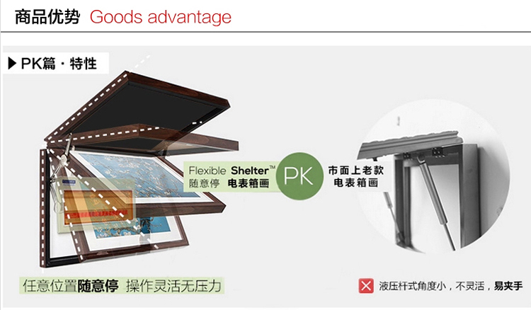 有家电表箱装饰画电源电盒配电箱客厅餐厅现代可推拉式翻盖遮挡箱挂画电闸箱有框画 翠竹 深木纹框64*44(内径60*40)