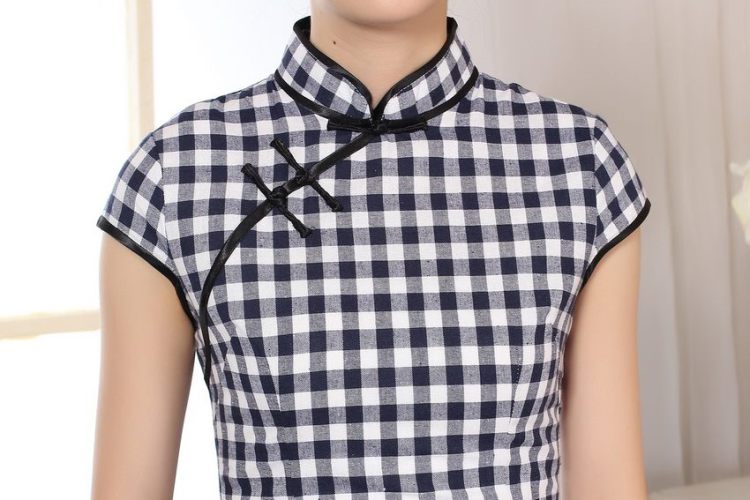 For Pont Sondé Diane cotton the retro plaid short-sleeved qipao improved daily republic of linen clothes summer cheongsam dress D 0247 XXL pictures, price, brand platters! Elections are good character, the national distribution, so why buy now enjoy more preferential! Health