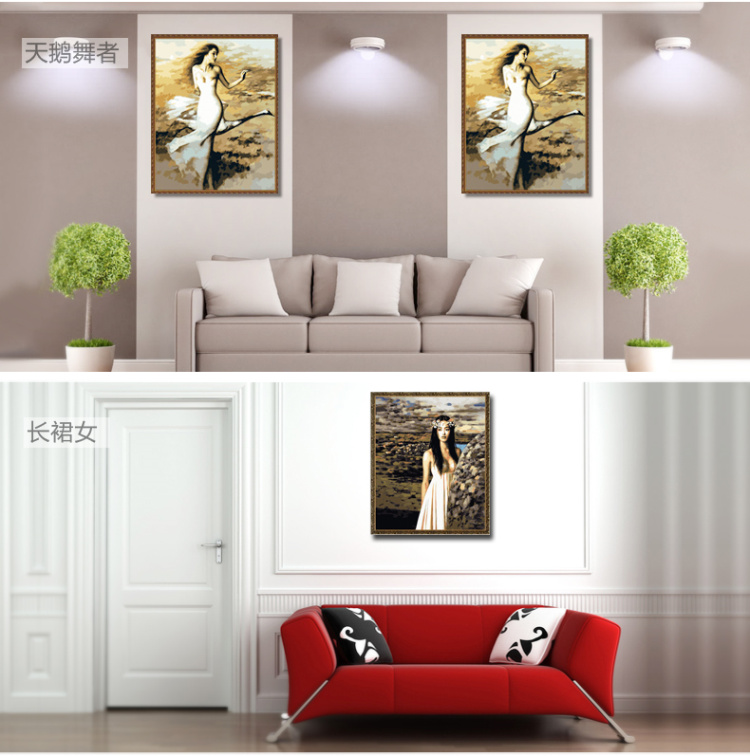 俊艺  手工画手绘数字油画  餐厅客厅人物风景大幅手工手绘装饰画 G323星空下的罗纳河 40*50厘米-已绷好内框