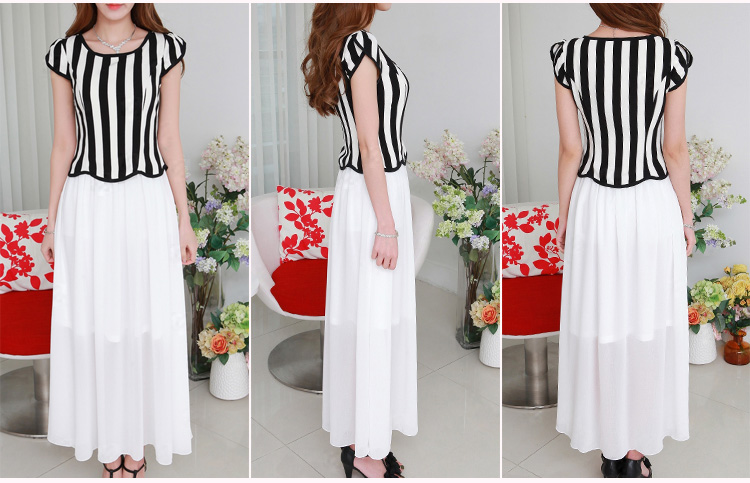 C.o.d. 2015 Summer new Korean fashion vertical streaks Sau San video thin chiffon gliding elegance long skirt skirt white L picture, prices, brand platters! The elections are supplied in the national character of distribution, so action, buy now enjoy more preferential! As soon as possible.