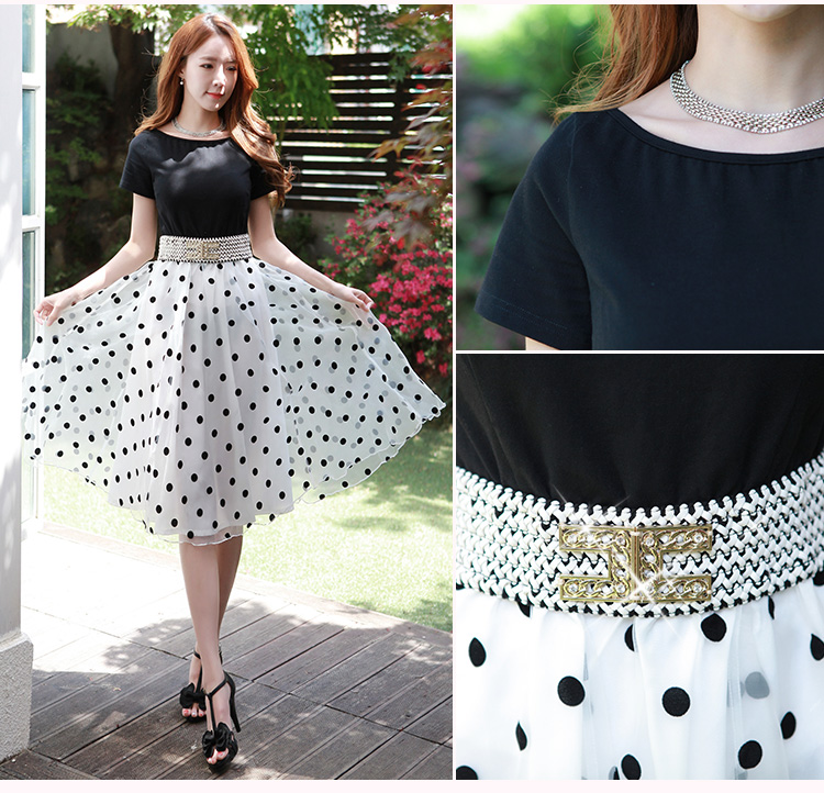 C.o.d. 2015 Summer new stylish Korean version of Word SENSE Neck short-sleeve knitting stitching OSCE root yarn wave point bon bon temperament video thin dresses White XXL picture, prices, brand platters! The elections are supplied in the national character of distribution, so action, buy now enjoy more preferential! As soon as possible.