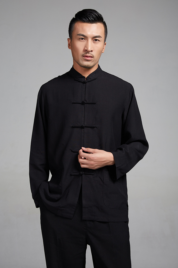 De-tong Sangmu cotton the embroidery set kung fu tea with Tai Chi clothing men's Chinese package (T-shirt + pants) thin and comfortable Chinese clothing black XXXL pictures, price, brand platters! Elections are good character, the national distribution, so why buy now enjoy more preferential! Health